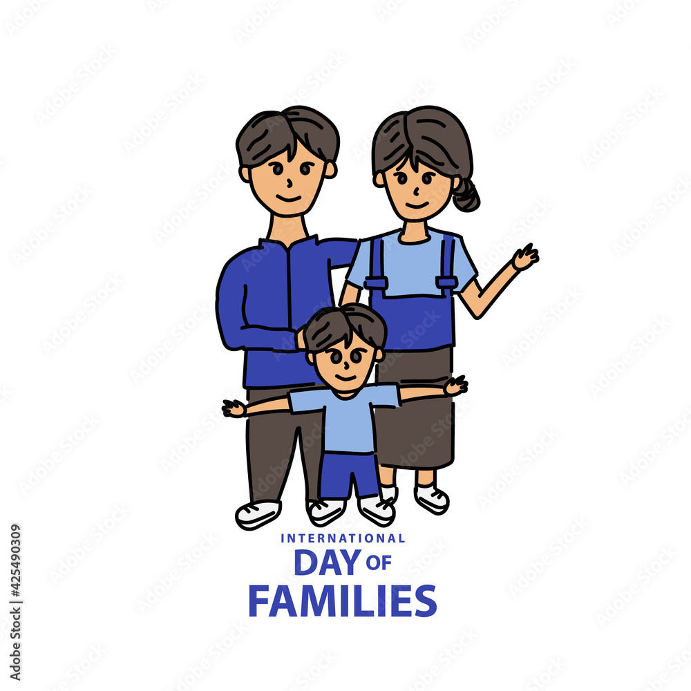 Hand drawn cartoon group for international day of families Hand drawn cartoon group for international day of families
