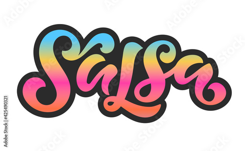 Salsa lettering vector illustration for logo design, banners, tags and announcements. Hand-drawn calligraphy in trendy colors on white background.