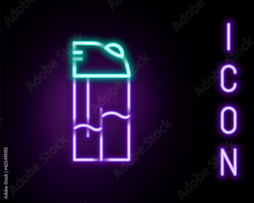 Glowing neon line Lighter icon isolated on black background. Colorful outline concept. Vector