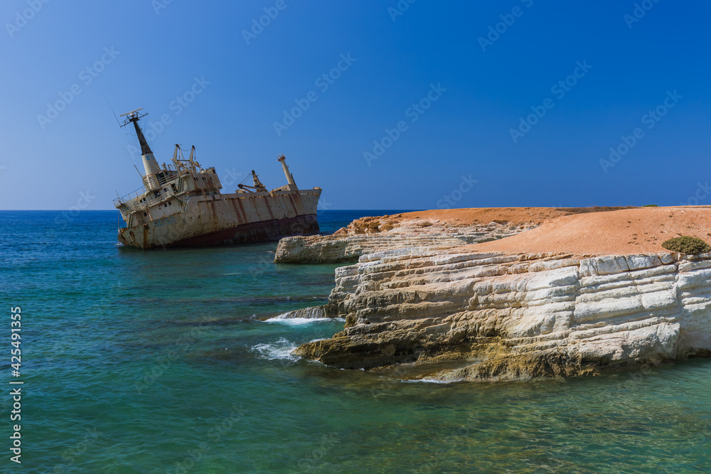 Old ship wreck near coast - Paphos Cyprus