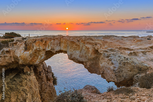 Famous stone Sin Bridge at sunrise in Ayia Napa Cyprus © Nikolai Sorokin