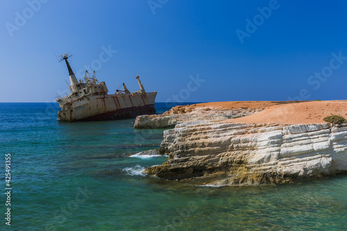 Old ship wreck near coast - Paphos Cyprus