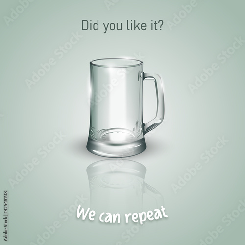 Happy St. Patrick's Day greeting background for the postcard, banner, poster. Invitation to a holiday, corporate holiday. Empty glass. End of the party concept.   