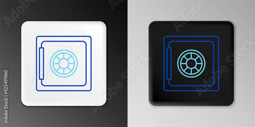 Line Safe icon isolated on grey background. The door safe a bank vault with a combination lock. Reliable Data Protection. Colorful outline concept. Vector