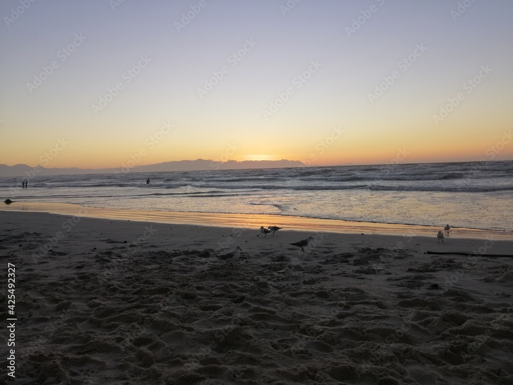 muizenberg beach, cape town, 2020/01/01. the first sunrise of 2020 muizenberg beach, cape town, 2020/01/01. the first sunrise of 2020