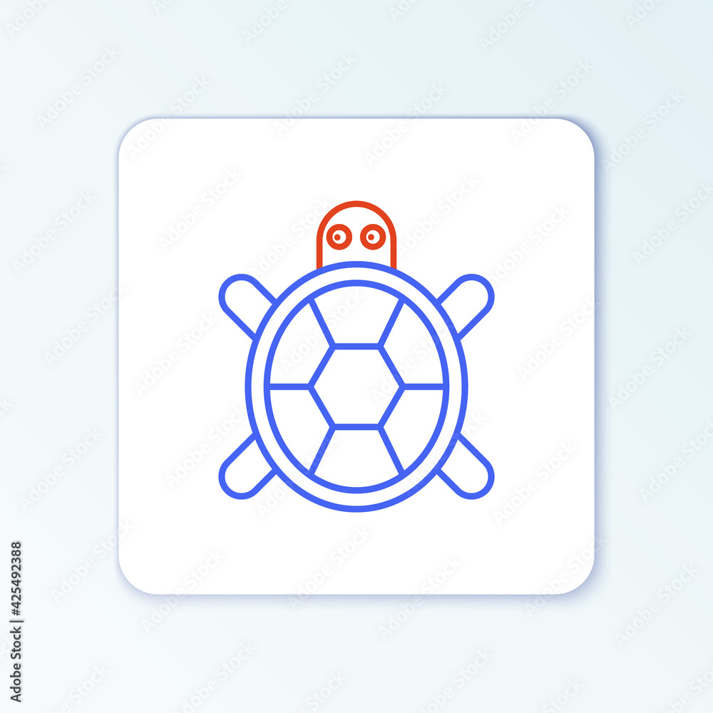 Fototapeta premium Line Turtle icon isolated on white background. Colorful outline concept. Vector