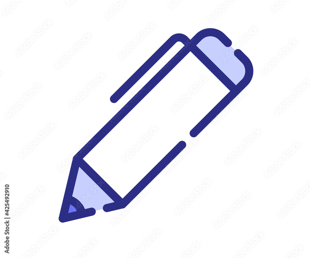 pencil pen write single isolated icon with dash or dashed purple line style