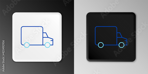Line Delivery cargo truck vehicle icon isolated on grey background. Colorful outline concept. Vector