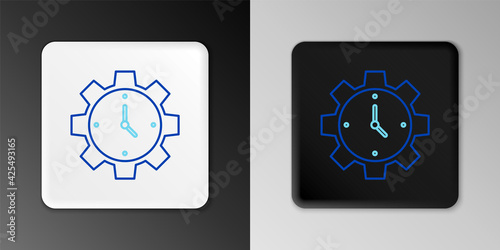 Line Time Management icon isolated on grey background. Clock and gear sign. Productivity symbol. Colorful outline concept. Vector