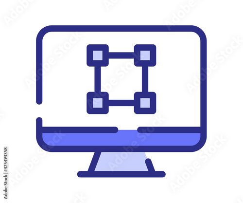 computer graphic tool single isolated icon with dash or dashed purple line style