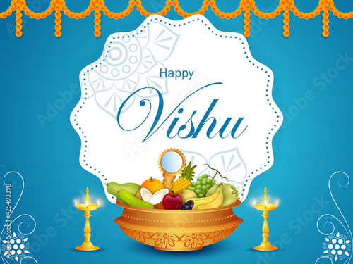 vector illustration of Vishu festival of Hindu celebrated in South India