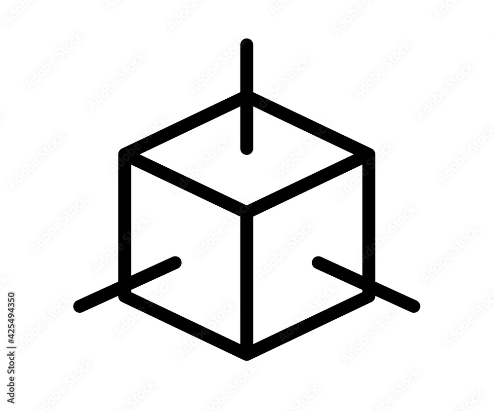 3D modeling dimension single isolated icon with outline style 3D modeling dimension single isolated icon with outline style