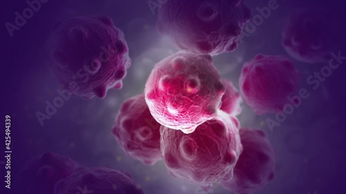 Close image of bunch purple  cancer cells photo