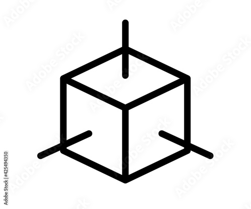 3D modeling dimension single isolated icon with outline style