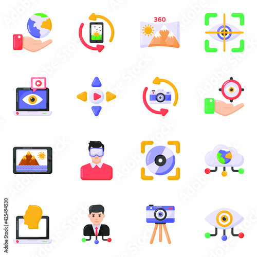 
Pack of Technology and Monitoring Flat Icons 

