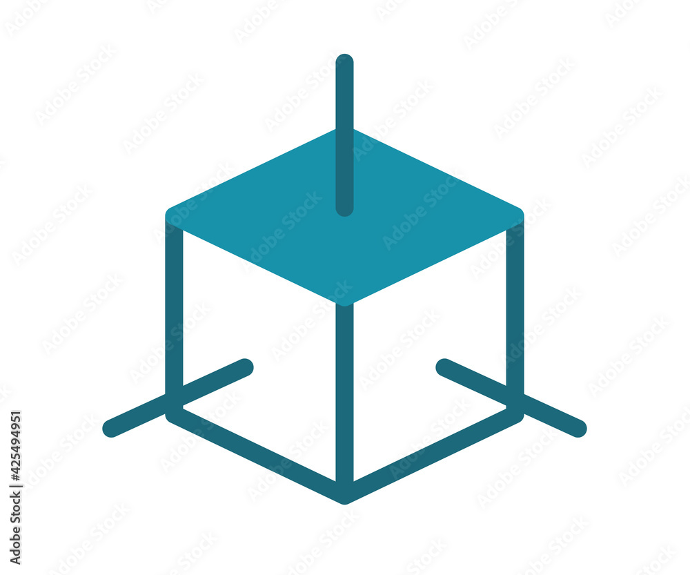 3D modeling dimension single isolated icon with solid line style