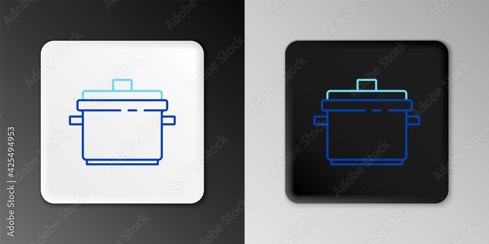 Line Cooking pot icon isolated on grey background. Boil or stew food symbol. Colorful outline concept. Vector Line Cooking pot icon isolated on grey background. Boil or stew food symbol. Colorful outline concept. Vector