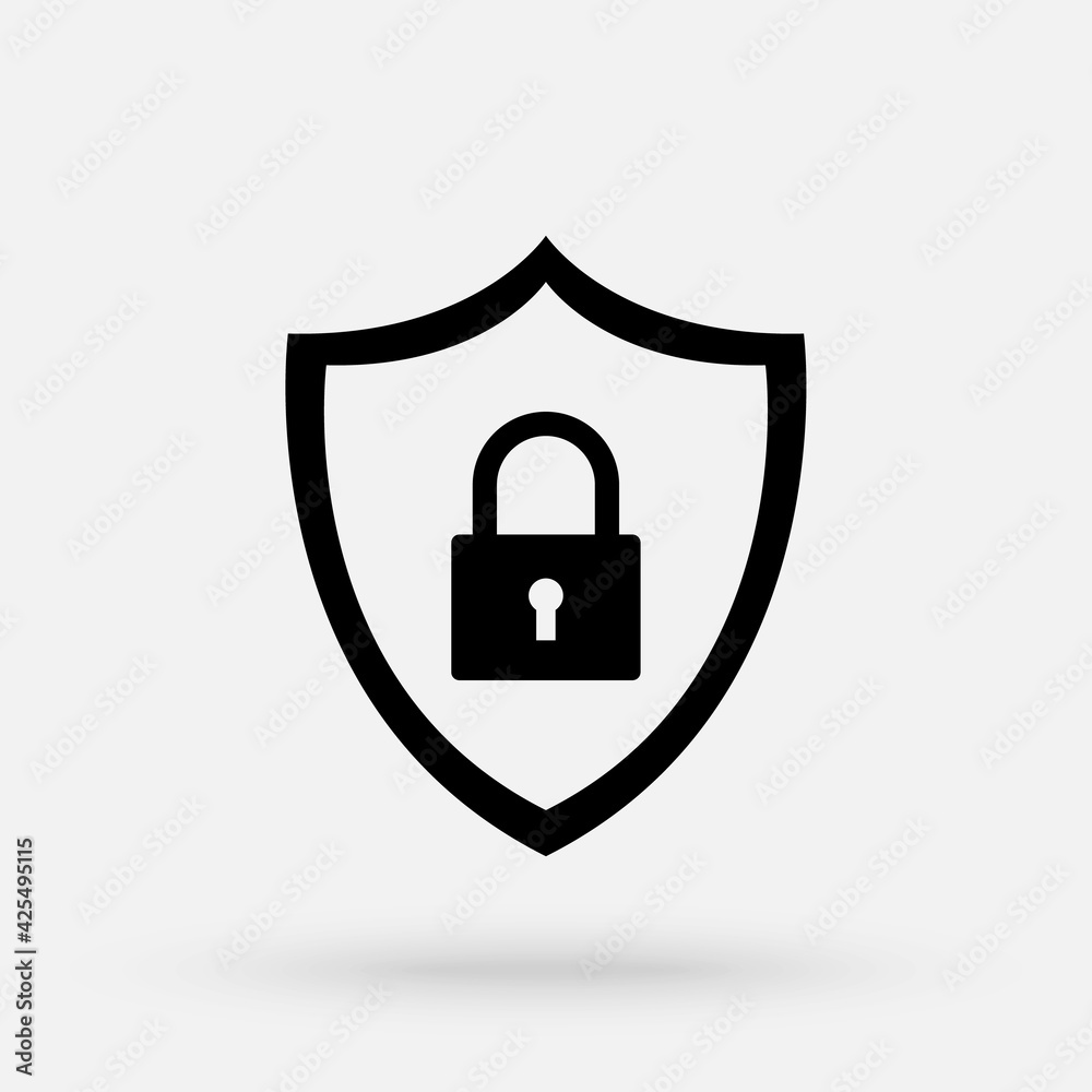 Abstract security icon illustration isolated on black background. Shield icon. Lock icon. Abstract security icon illustration isolated on black background. Shield icon. Lock icon.