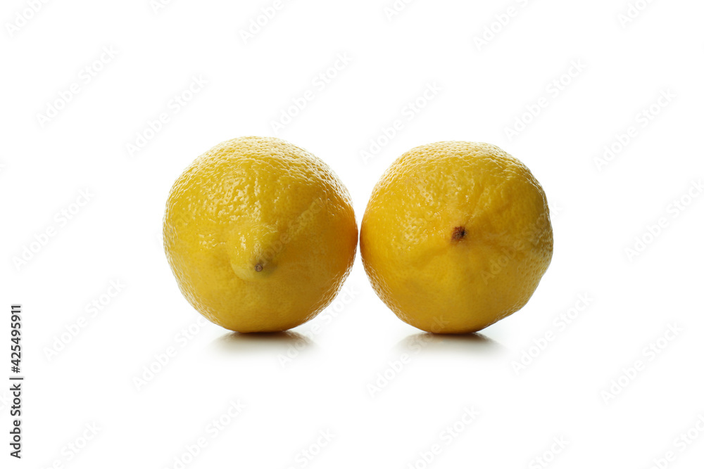 Two ripe lemons isolated on white background Two ripe lemons isolated on white background