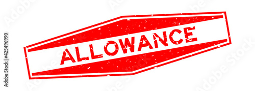 Grunge red allowance word hexagon rubber seal stamp on white background