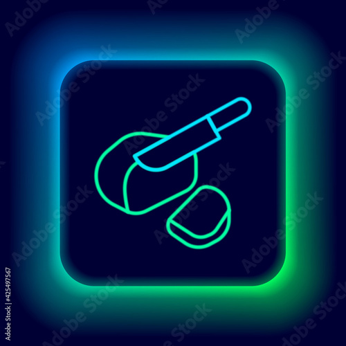 Glowing neon line Canadian peameal bacon icon isolated on black background. Colorful outline concept. Vector
