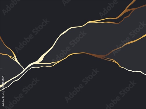 Black and white, grey abstract marble stone design, minimal kintsugi art style. Golden luxury crack ground, abstract landscape. Patterns, covers, logo, branding template.