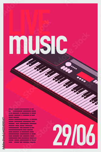 Live music festival poster with synthesizer