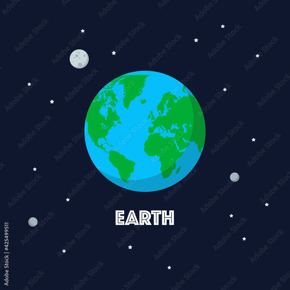 Earth and moon on space background Earth and moon on space background