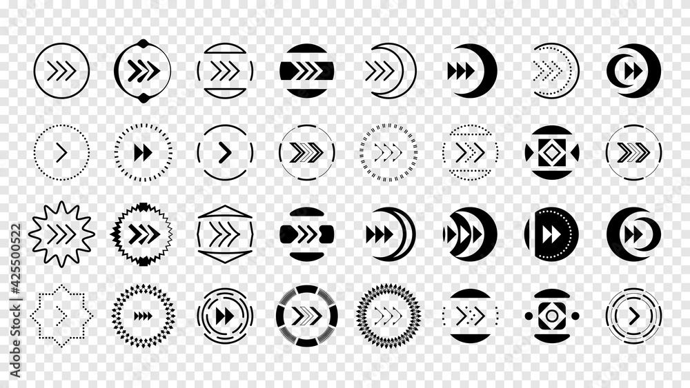 Arrows black set icons on white vector illustration. Arrows black set icons on white vector illustration.