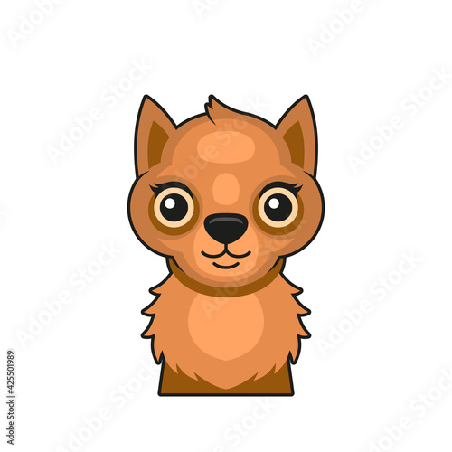 Cute Squirrel Face Cartoon Style on White Background. Vector