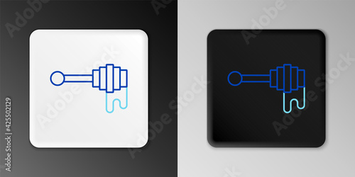 Line Honey dipper stick with dripping honey icon isolated on grey background. Honey ladle. Colorful outline concept. Vector