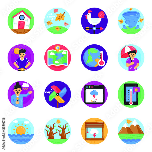 
Pack of Weather Overcast Flat Icons 

