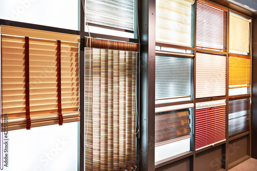 Bild auf Leinwand Blinds on windows in household store