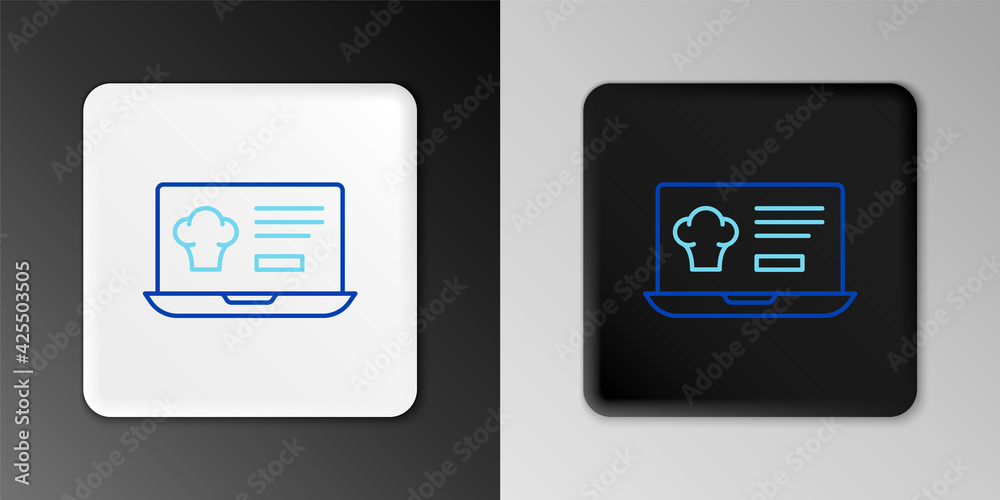 Line Online ordering and fast food delivery icon isolated on grey background. Colorful outline concept. Vector