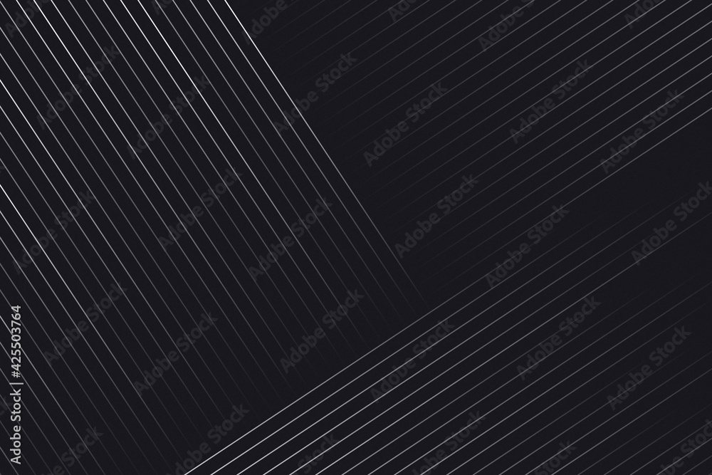 Neutral silver lines on black background for advertising, device, presentation web, app, landing. Geometric vector editable modern composition of thin diagonal linear backgrounds in abstract style.