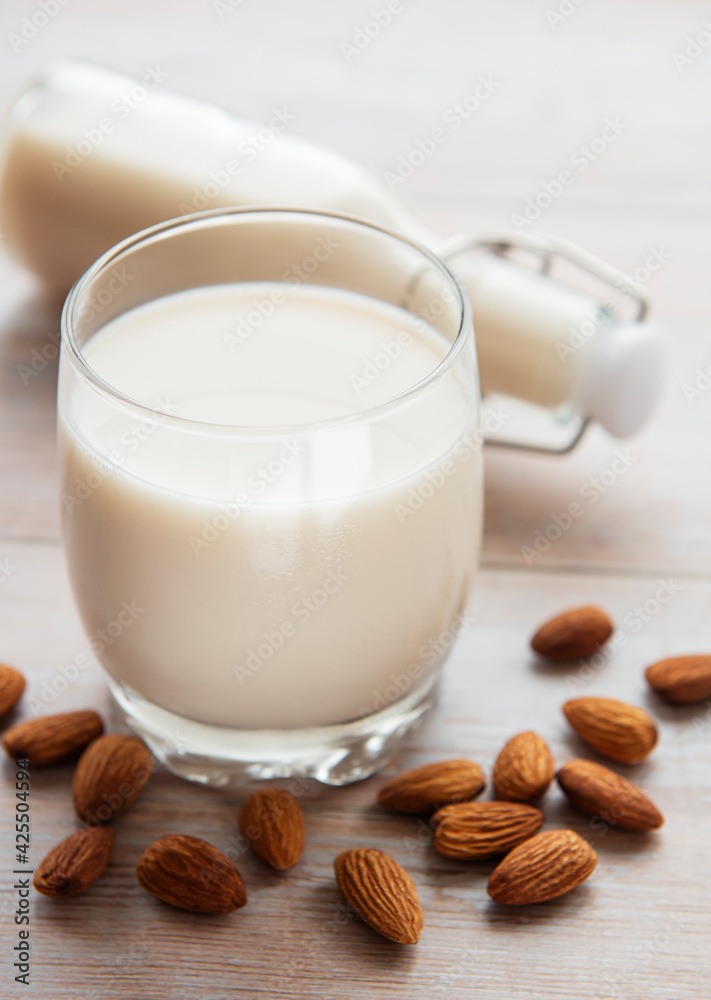 Almond milk and almonds Almond milk and almonds