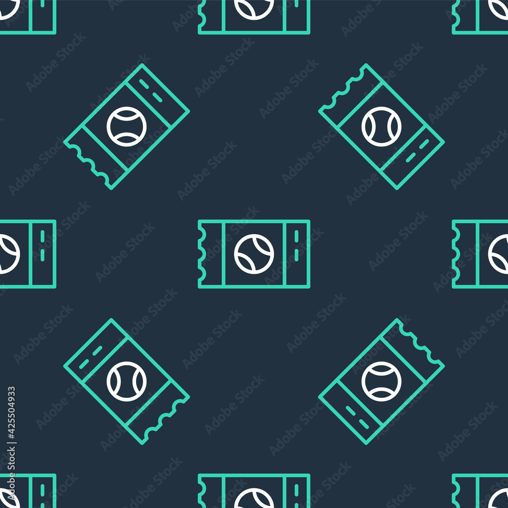 Line Baseball ticket icon isolated seamless pattern on black background. Vector Line Baseball ticket icon isolated seamless pattern on black background. Vector