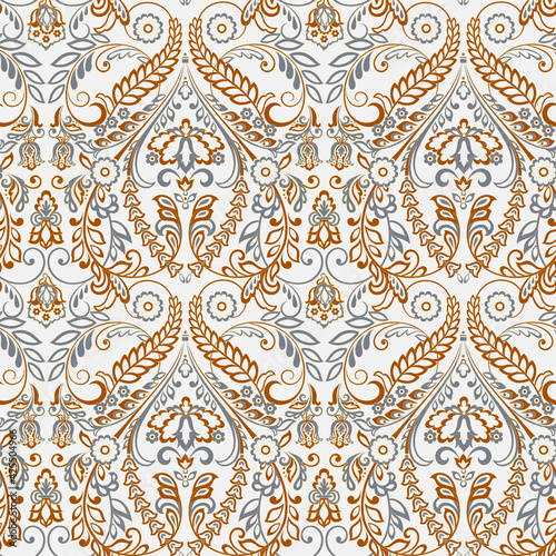 Vector Floral textured print. Damask Seamless vintage pattern. Can be used for wallpaper, fabric, invitation