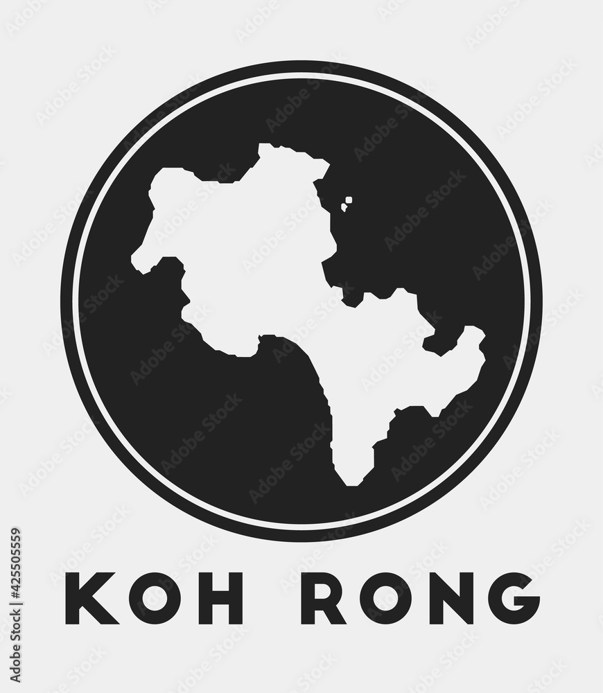 Koh Rong icon. Round logo with island map and title. Stylish Koh Rong badge with map. Vector illustration.