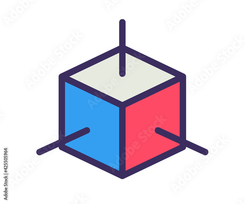 3D modeling dimension single isolated icon with filled outline line style