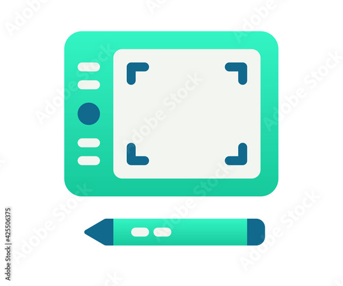 tablet drawing pen single isolated icon with gradient style