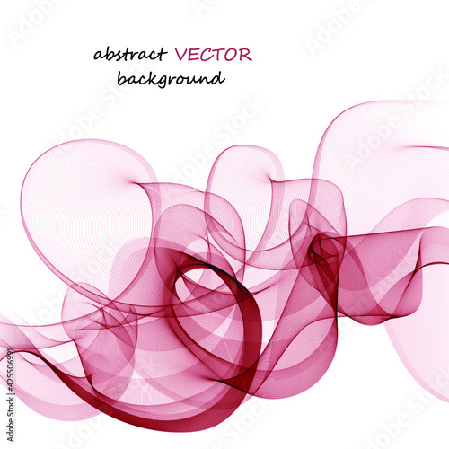 Vector abstract background. Pink dynamic wavy lines.