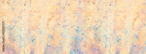 Banner old concrete wall covered with pastel pale colorful paint.
