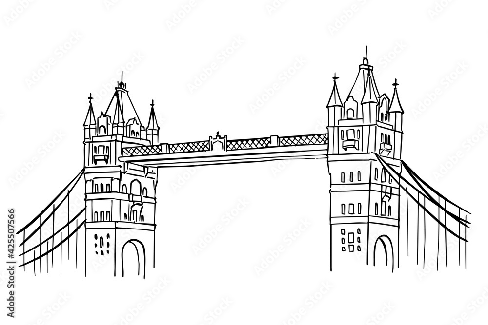 Obraz premium vector sketch of Tower Bridge, London, United Kingdom.