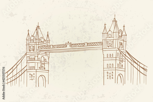 vector sketch  of Tower Bridge, London, United Kingdom.