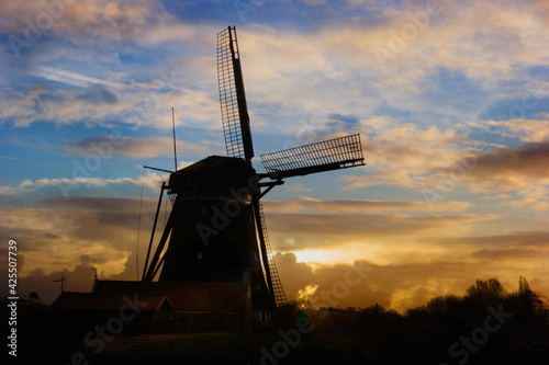 Windmill in the Rottemeren (Bleiswijk, The Netherlands) near Rotterdam.  photo