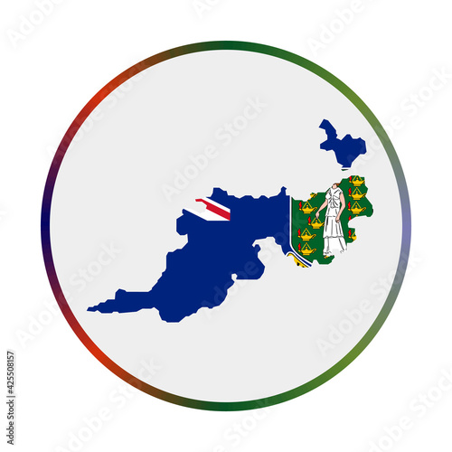 Guana Island icon. Shape of the island with Guana Island flag. Round sign with flag colors gradient ring. Radiant vector illustration.