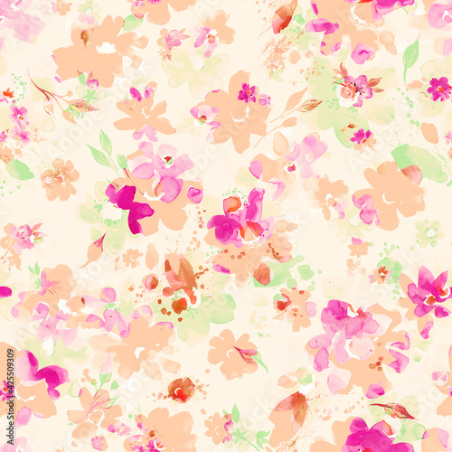  Watercolor floral seamless pattern