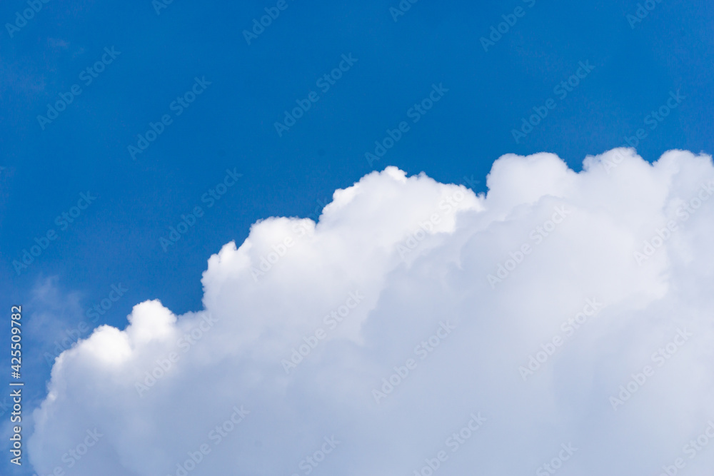 Beautiful view of blue sky with clouds. Beautiful shapes, partly cloudy. Colorful sunset. Natural sky background texture, beautiful color. Bright landscape in the blue sky