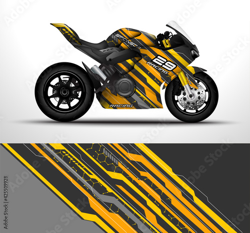 Racing motorcycle sport bikes wrap decal and vinyl sticker design. Concept graphic abstract background for wrapping vehicles and livery